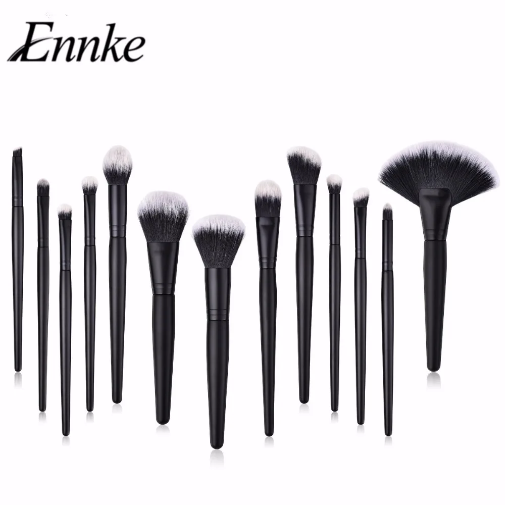 

13pcs Black Makeup Brushes Set Synthetic Hair Professional Foundation Bronzer Fan Brush Nose Eyebrow Brushes Make Up Contout Kit