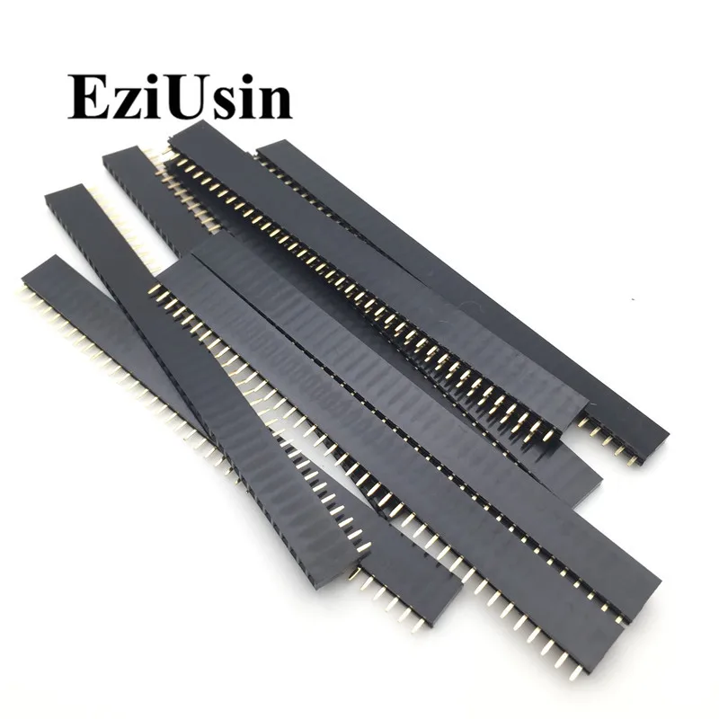 20pcs 10 pairs 40 Pin 1x40 Single Row Male and Female 2.54 Breakable Pin Header PCB JST Connector Strip for Arduino Black