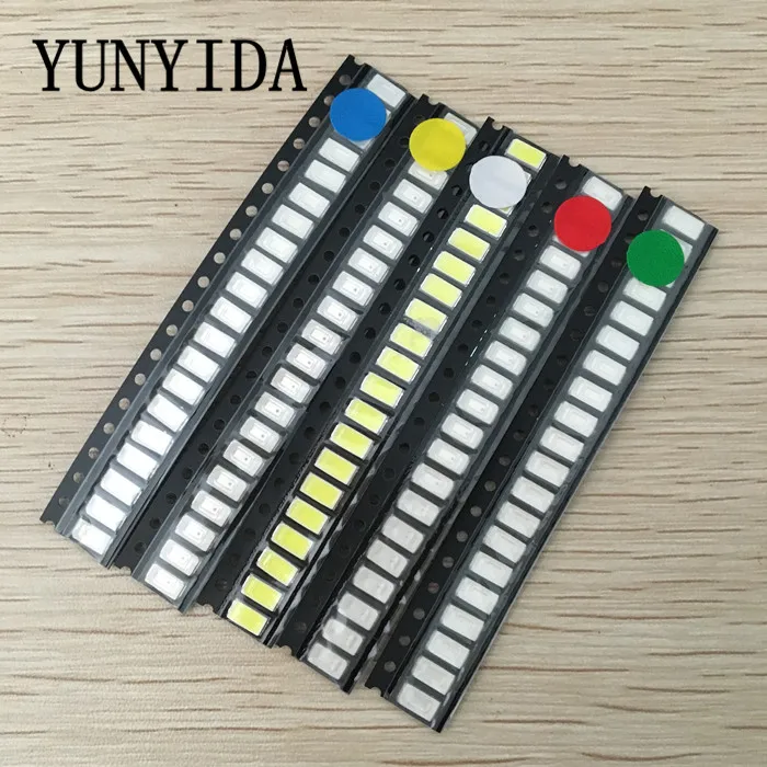 100pcs=5colors x 20pcs 5050 5730 1210 1206 0805 0603 LED Diode Assortment  SMD LED Diode Kit Green/ RED / White / Blue / Yellow