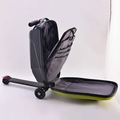 100%PC fashion 21 inches students scooter suitcase boy cool trolley case 3D extrusion business Travel luggage child Boarding box