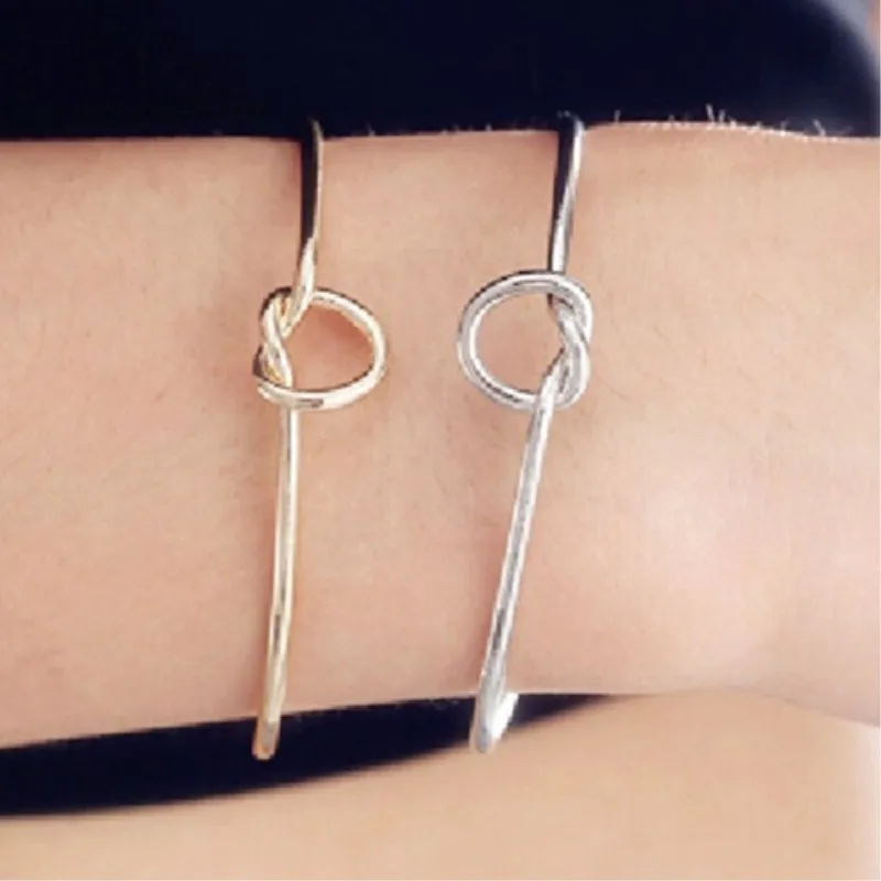 L231 Adjustable Knot Cuff Bracelets & Bangles For Women Fashion Open Pulseras Pulseira Feminin LOVE Heart Jewelry Girl Gift