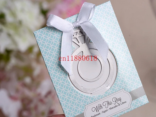 100pcs/lot DHL Fedex Free shipping Unique wedding favors and gifts of Engagement Ring Bookmark Bridal Favors For Party Gifts