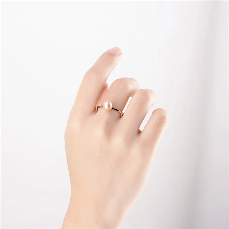 CLUCI 925 Sterling Silver Simple Pearl Ring Mounting for Women Engagement Silver 925 Round Women Rings SR1084SB