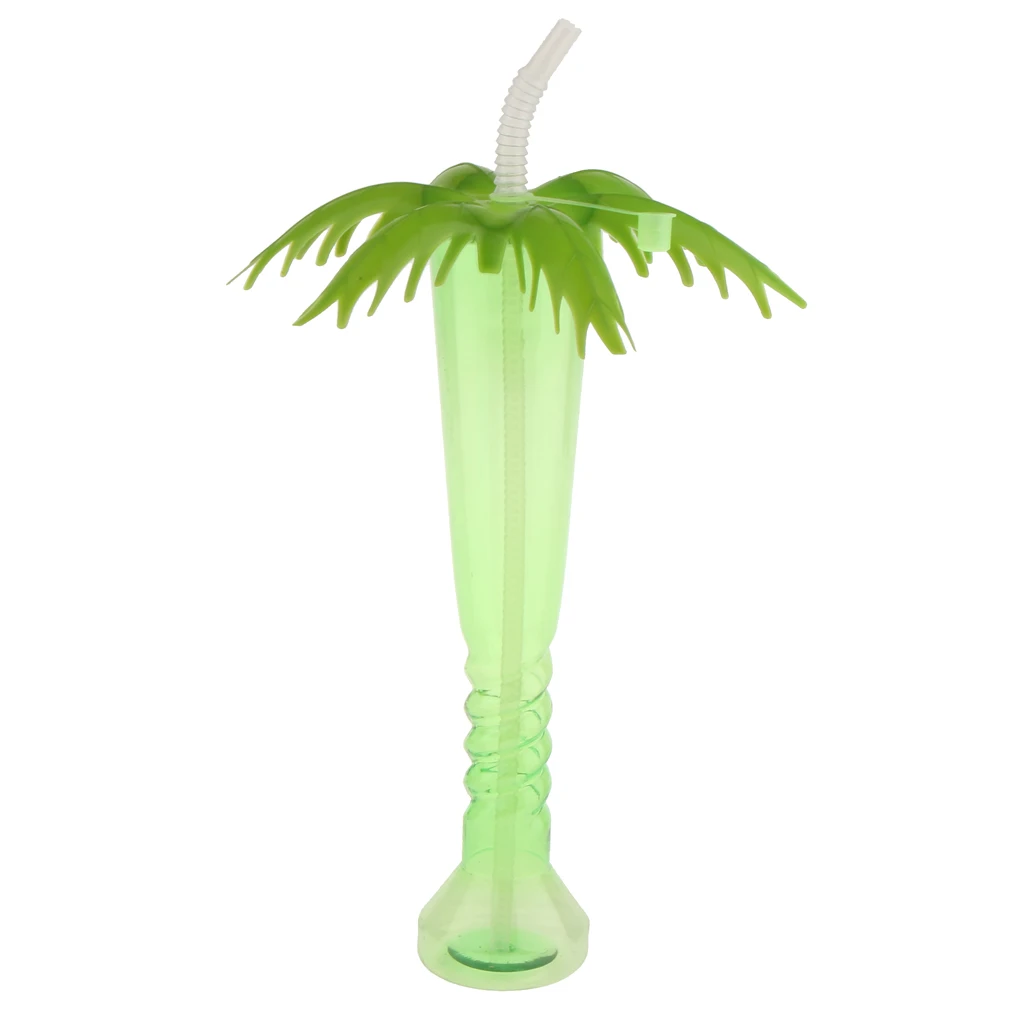 1PC Tropical Coconut Palm Tree Luau Yard Cup Hawaiian Summer Beach Wedding Birthday Party Drinks Juice Plastic Coconut Tree Cup