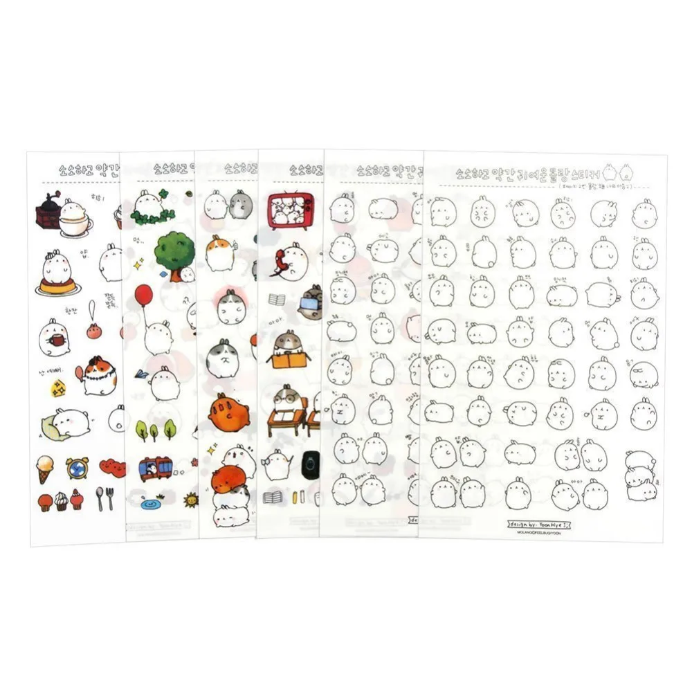 6 Sheets Cute Bunny Rabbit Charactor Sticker Cartoon Diary Scrap Book Scrapbooking Decor Decoration Lot Korean Stationery