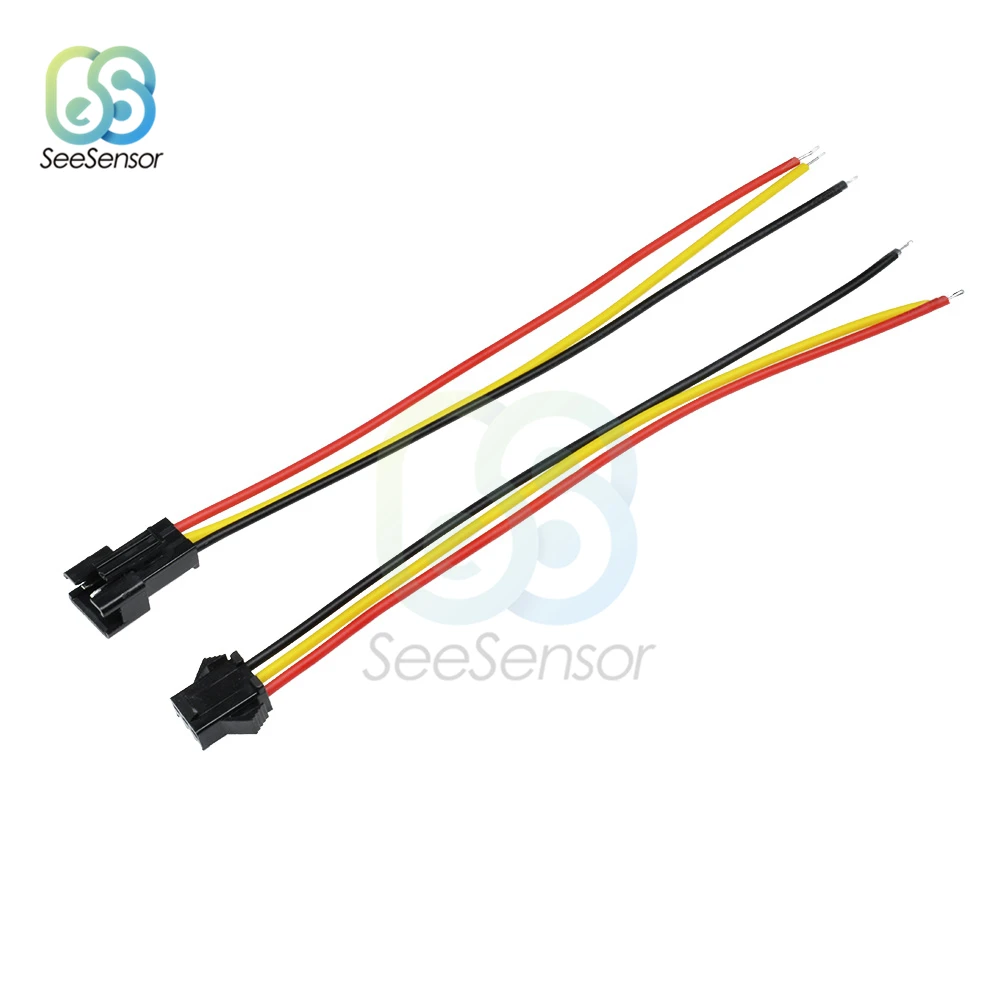 5Pairs 10cm 15cm 30cm Long JST SM 3Pins 3P Plug Male to Female Wire Connector Adapter LED Connectors