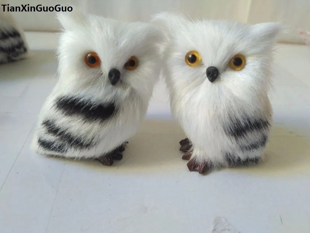 mini 7x6cm simulation owl bird hard model prop polyethylene&furs owl one lot/2 pieces handicraft, home garden decoration s1740