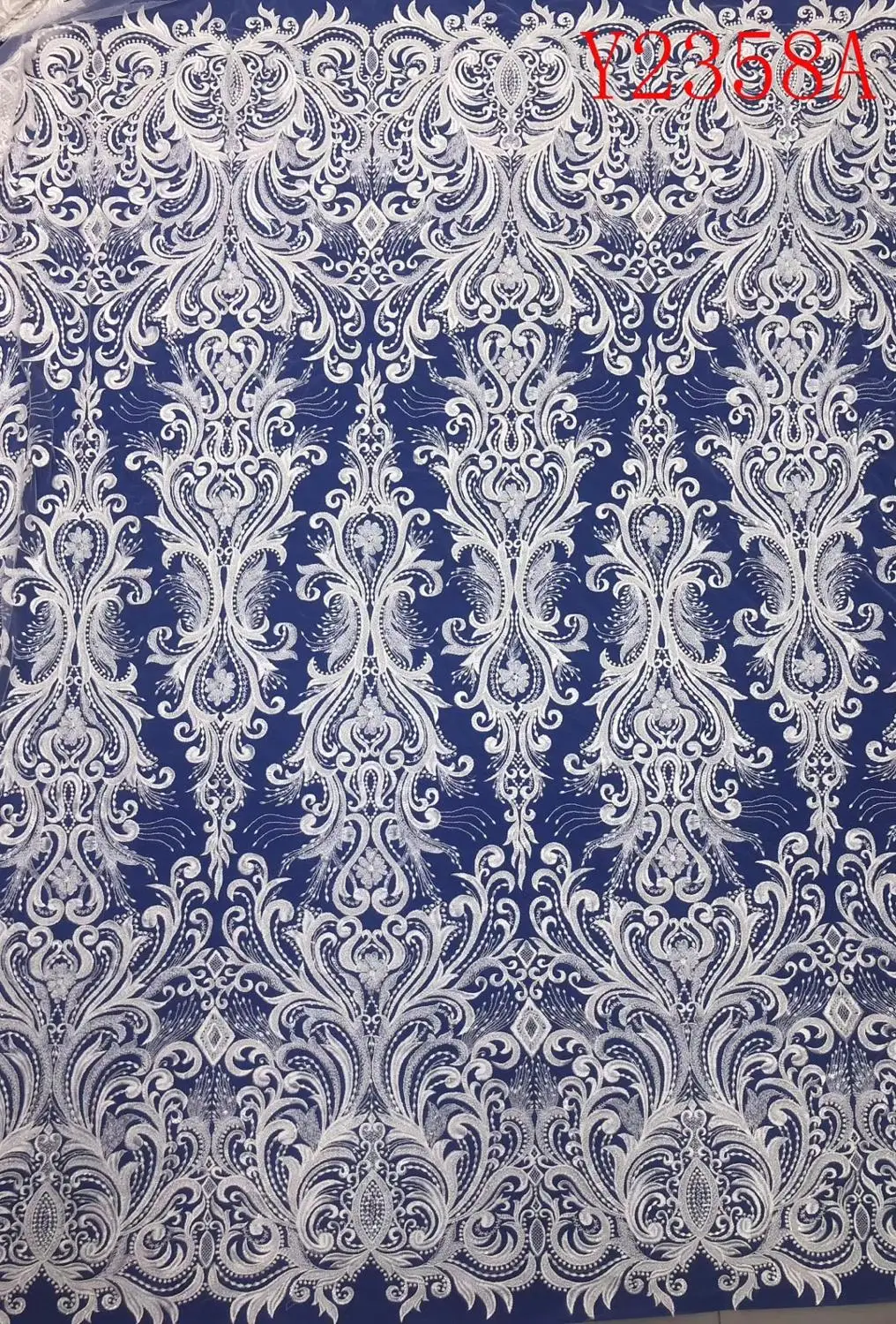 

Y2358A Fashion Beaded Embroidery Lace Wedding Dress Fabric Nigerian Textile African Trimming Lace 10Yards/ lot