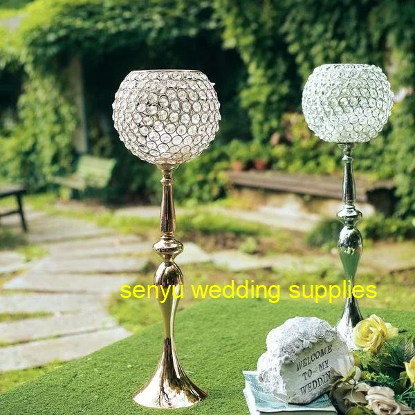 

10pcs) wedding centerpieces decoration stand glass crystal gold flower aisle walkway pillar stand for wedding senyu0172