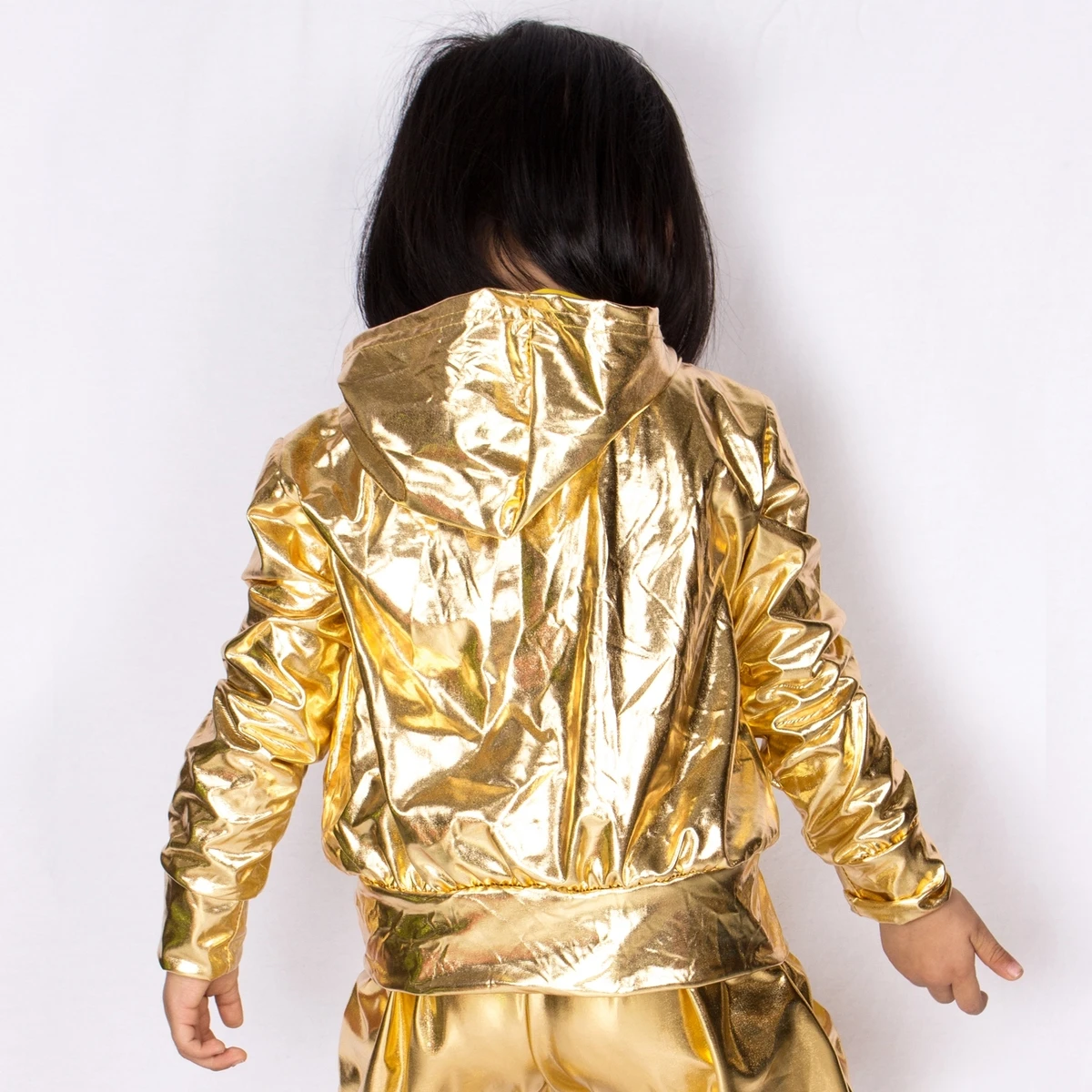 Spring Autumn Kids Gold  bomber Jacket Stage Performance Wear paillette feminina casaco Hip Hop dance coat