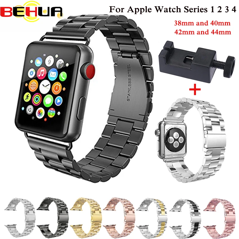 

Ремешок из нержавеющей стали с ремешком-адаптером для Apple Watch серии 1/2/3/4/5/6/7/8 38 мм 42 мм 40 мм 44 мм браслет