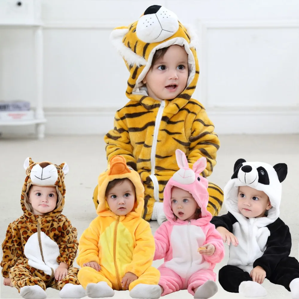 

Baby Boy Girl Animal Costume Jungle Safari Hoodie Romper Flannel Outfits Cosplay Pajamas Halloween Costume