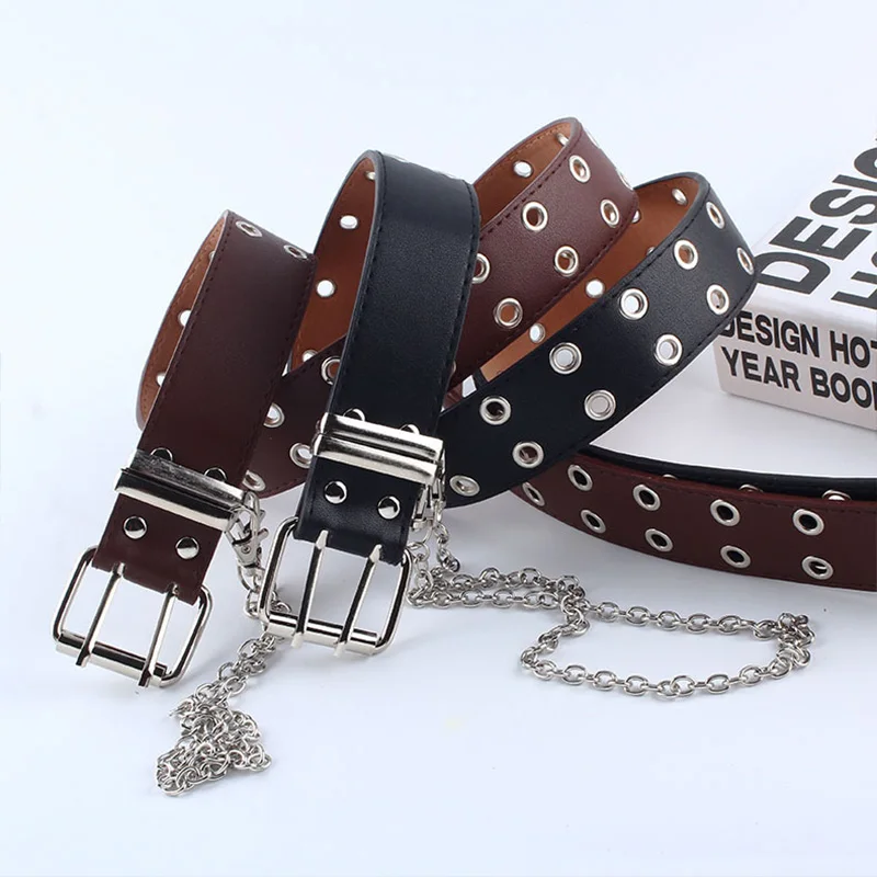 BLA Punk Pu Leather Belt Chain For Women Men Pin Buckle Harness Belt Waist Gothic Hip-hop Fashion Black Waistband Unisex Z40