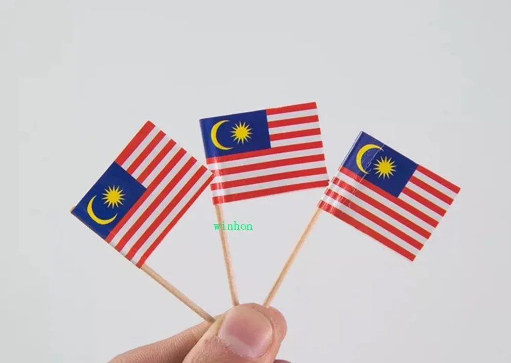 300Pcs Malaysia Toothpicks mini Flag Paper Cupcake Sticks Party Cocktail Catering Malaysia Paper Promotional Flag