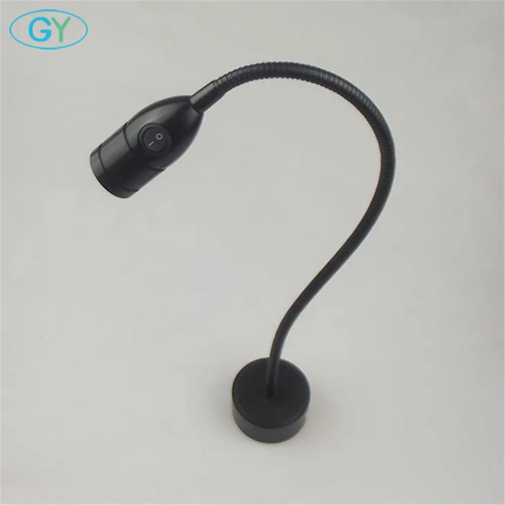 black Flexible Hose 3W LED Modern Wall Lamp with switch led  Lamp Bedside Reading Light Study Painting Wall Lighting