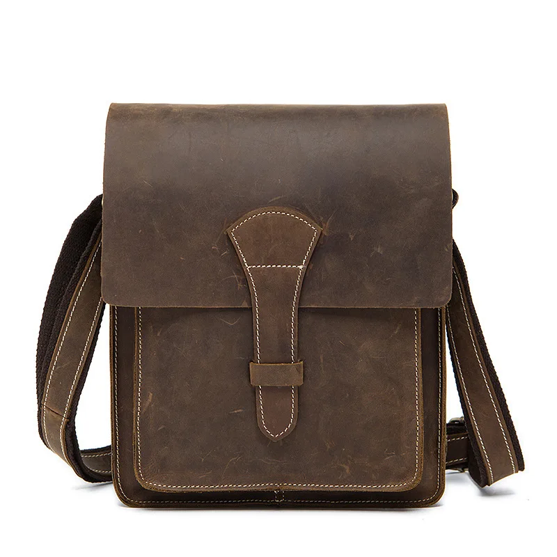 Draad Crazy Horse Echt Lederen Heren Tassen Mode Retro Handtas Schouder Vintage Koe Tas Mannen Messenger Bags Bedrijfsaktentas