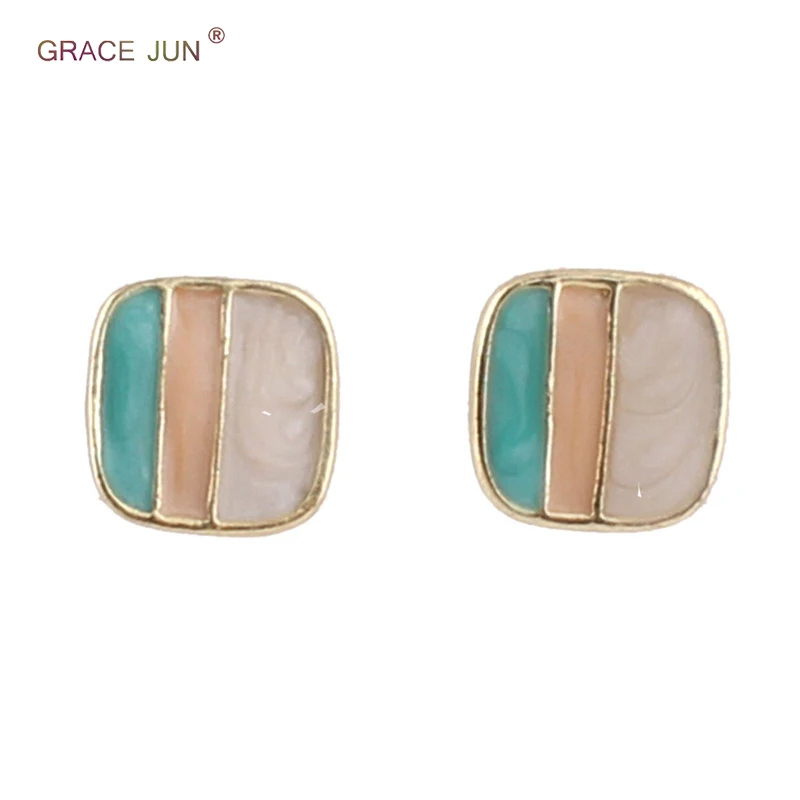 Бренд Grace Jun, корейский стиль, Faashio, 3 цвета, эмаль, геометрическая форма, зажим для ушей, очаровательные милые серьги без пирсинга, не вызывает аллергии