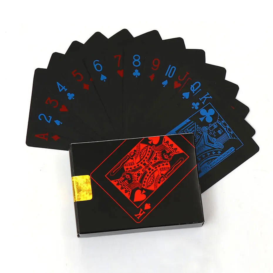 High Quality 55Pcs/Set Waterproof Plastic Black Playing Cards PVC Poker Creative Gift Durable Poker