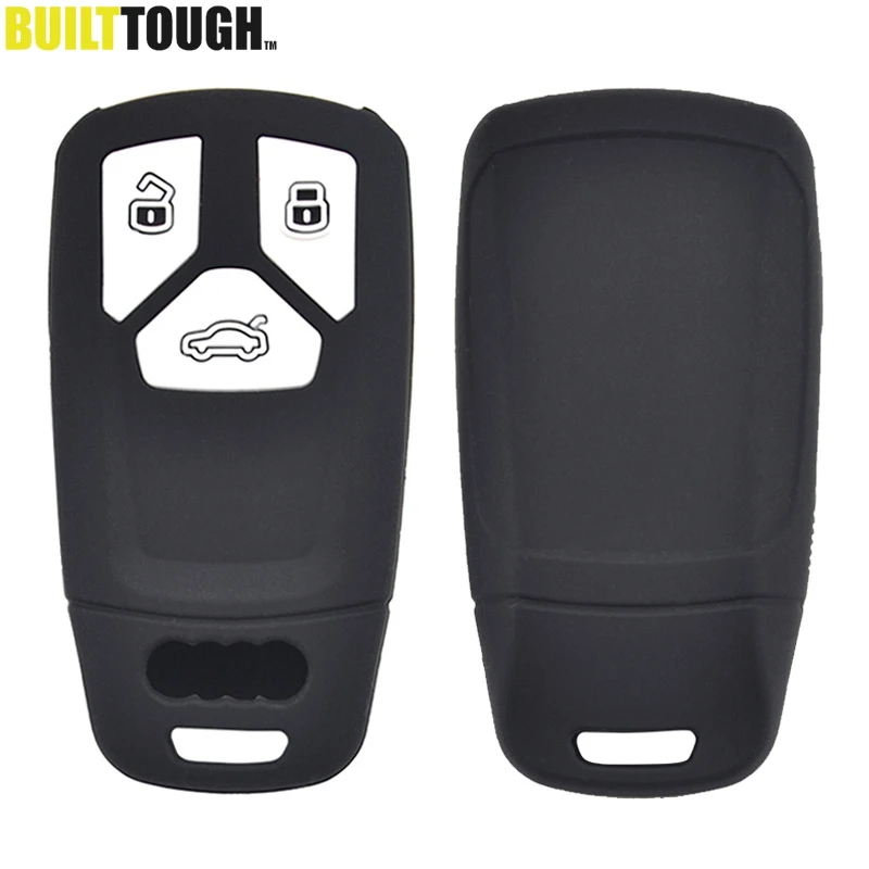 Silicone Key Case Cover For Audi A4 allroad B9 Q5 Q7 TT TTS 2016 2017 2018 Keyless Fob Shell Skin Keyring Chain Holder Protector