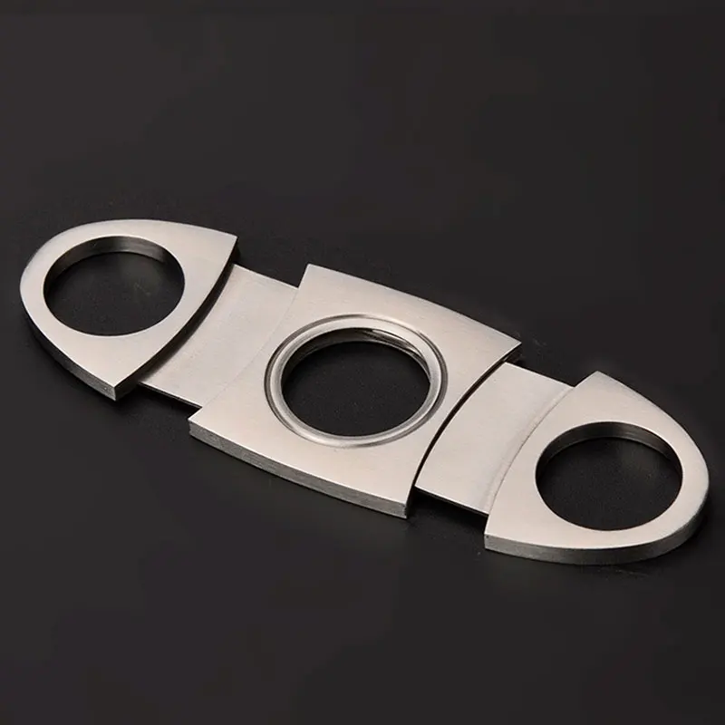 Silver Stainless Steel Pocket Double Blades Cigar Cutter Knife Metal Smoking Cigar Scissors Tools