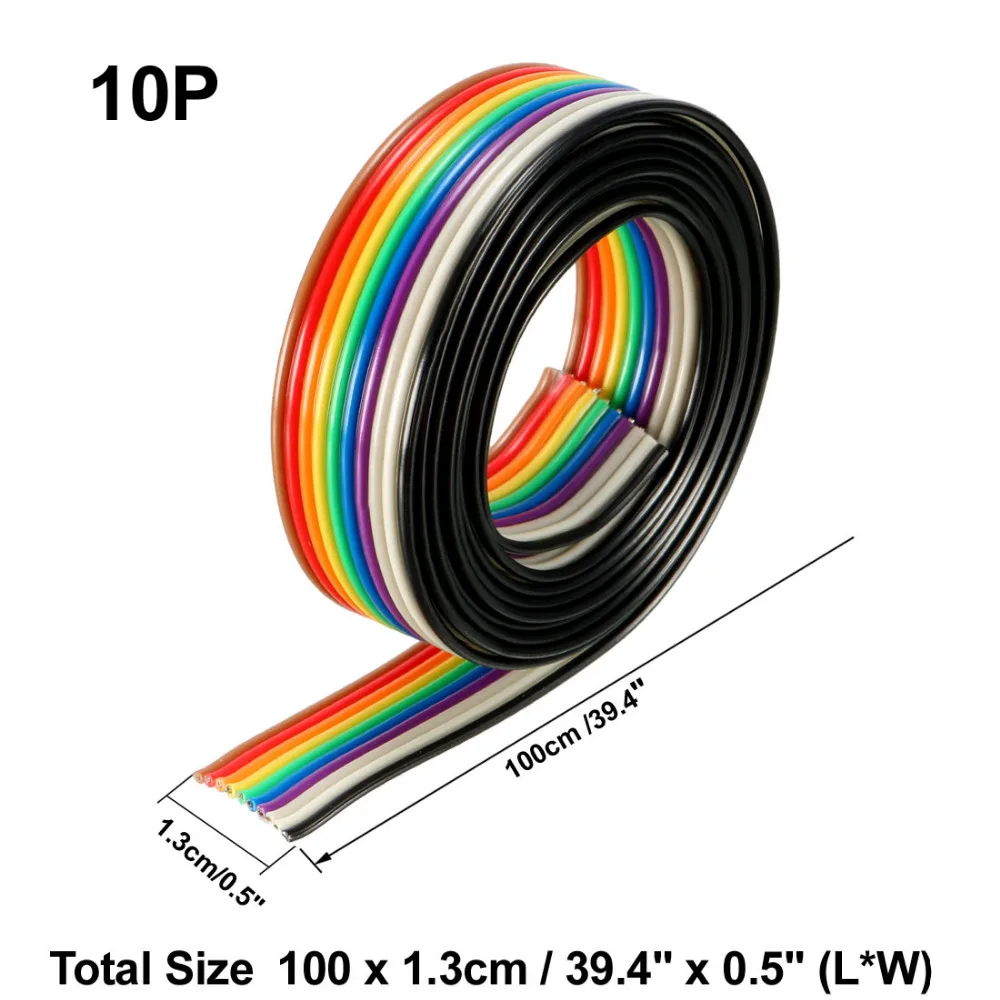 Uxcell 5 m 1 m 3 metri Lungo 10 p Ponticello Cavo a Nastro 1.27mm Passo 1.3mm di Diametro nastro Cavo Piatto per Fotocamere Digitali Tv LCD