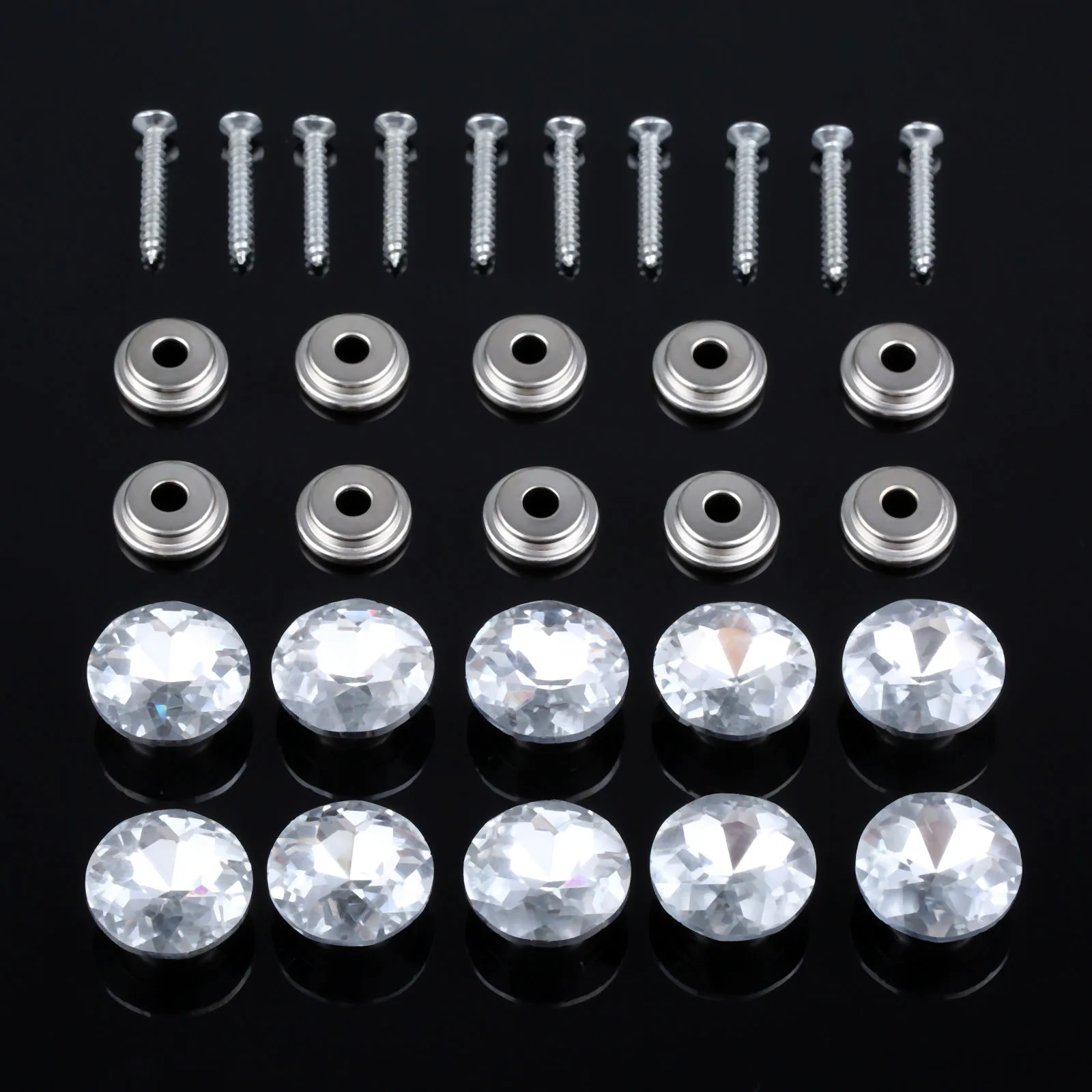 DRELD 10Pcs Diamond Crystal Upholstery Nails Button Tacks Studs Pins 16/18/25/30mm Sofa Bag Wall Decoration Furniture Accessory