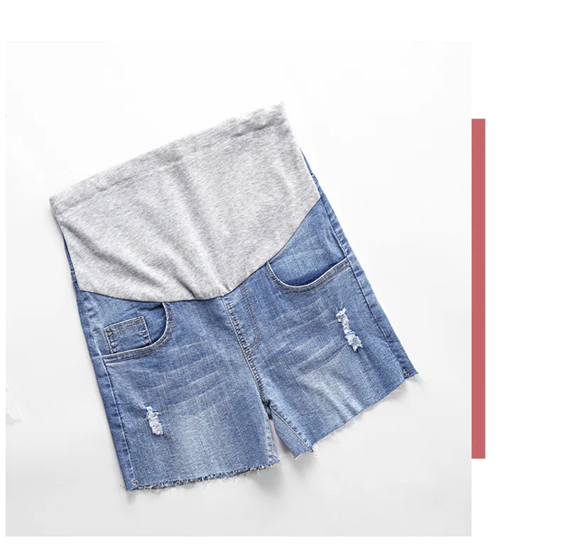 Pantalones vaqueros cortos de embarazada para mujer, ropa de maternidad informal, pantalones cortos de cintura ajustable, simples, delgados, para el