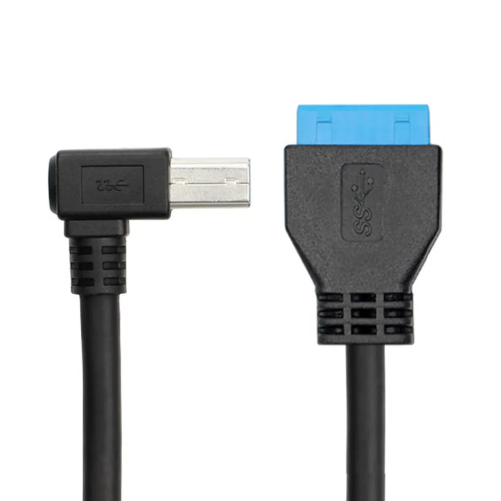 

50cm USB 3.0 B Type Male to 3.0 Motherboard 19pin Header Cable 90 Degree Left angled