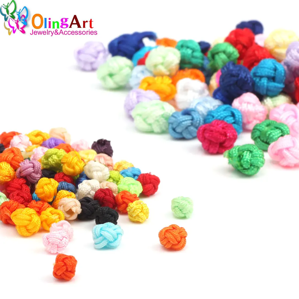 OlingArt Color braided rope beads 6mm/8mm/10mm Pineapple buckle Small ball line Chinese knot Tassel DIY Earrings Jewelry making