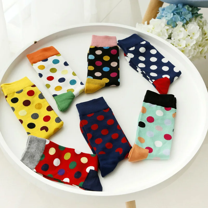 6 Pairs Couple Short Sock All-match Season Cotton Happy Socks Trendy Creative Hit Color Dot Casual Durable Men Women Socks Meias