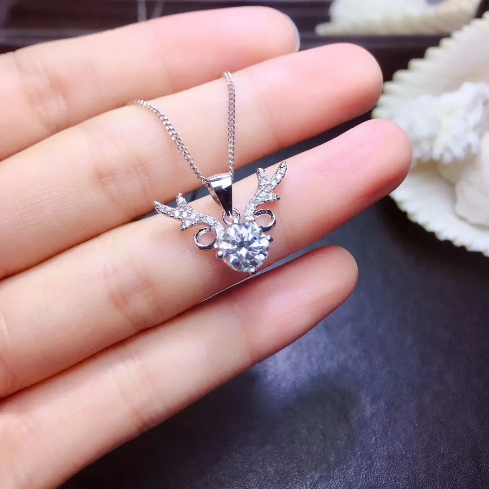 moissanite necklace, 1 carat gem, can be detected by instrument, 925 Sterling silver, popular