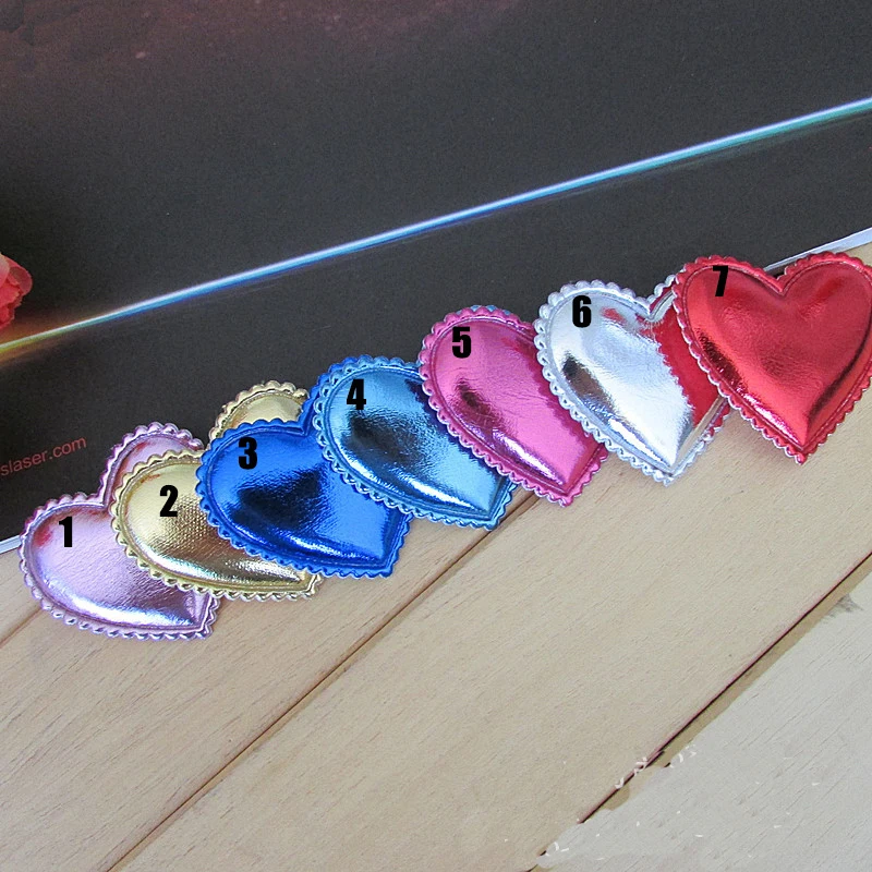 30pc/5x4.5cm DIY PU Heart Padded Applique for Baby Headwear Accessories and Garment Accessories