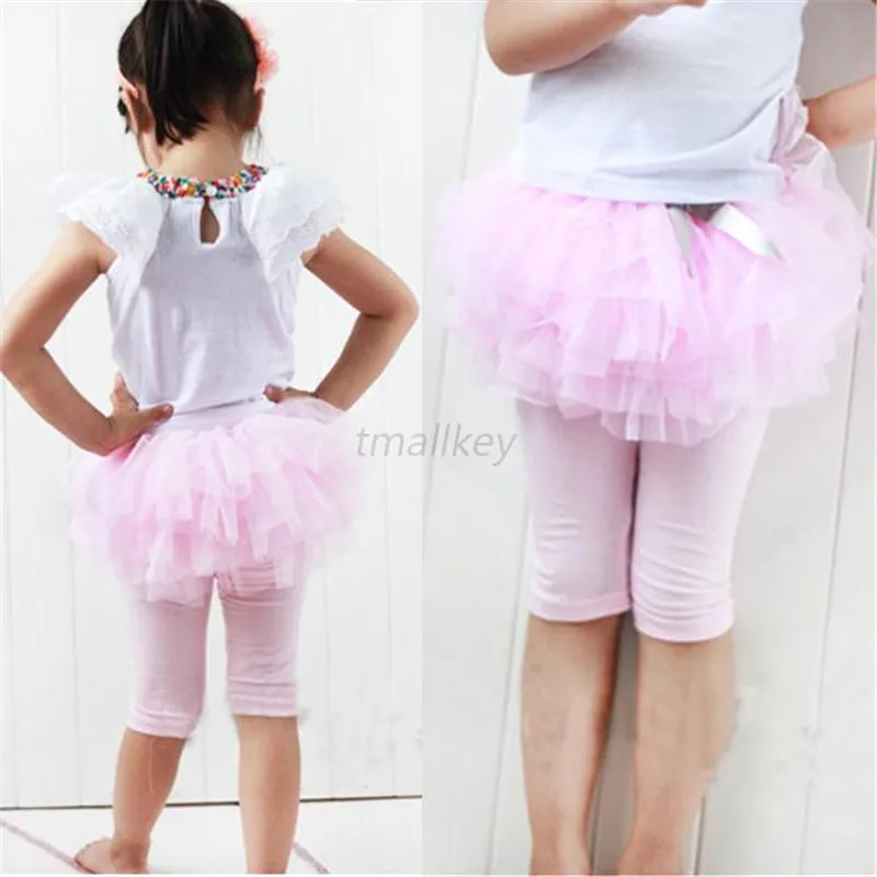 3 Colors Children Girl Skirt  Tutu Culottes Leggings Gauze Pants Party Skirts With Bow Dance Clothing 0-3 Years