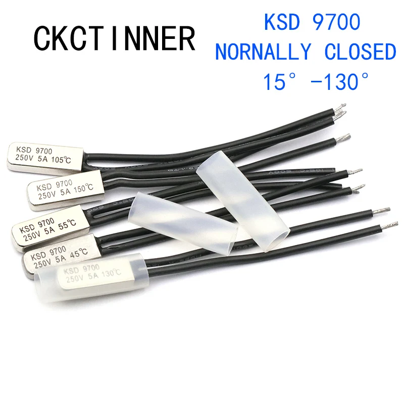 1pcs KSD9700 250V 5A Normally closed Bimetal disc temperature switch N / C thermal thermostat Protector 15~ 130 degrees