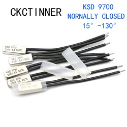 1pcs KSD9700 250V 5A Normally closed Bimetal disc temperature switch N / C thermal thermostat Protector 15~ 130 degrees