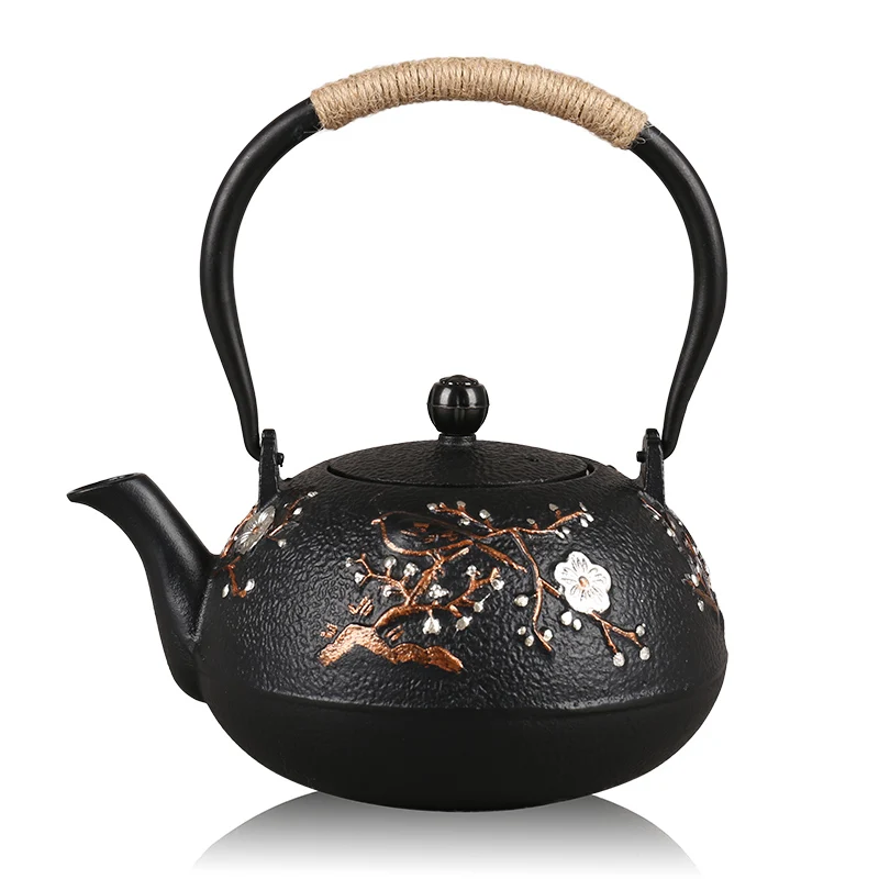 

Cast Iron Tea Pot Japanese Teapot Tetsubin Kettle Drinkware KungFu Tools Stainless Steel Strainer Plum blossom Tea Kettle 1.2L