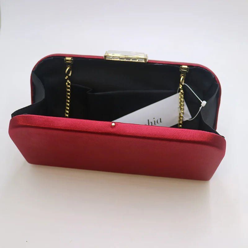 NUPHIA New Book Shape Silk Satin Evening Clutches and Evening Bags Red (Wine)