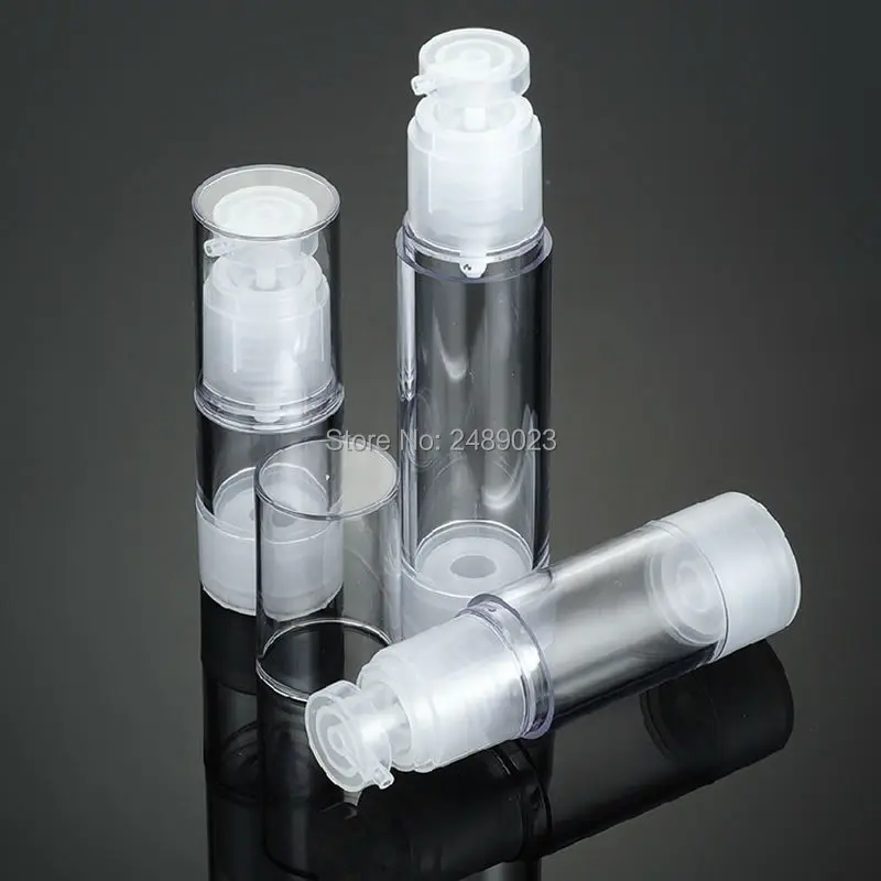 100PCS 15ml 30ml 50ml Transparent Airless Pump Vacuum Bottle Toiletries Container Refillable Plastic Dispenser Cosmetic Bottle