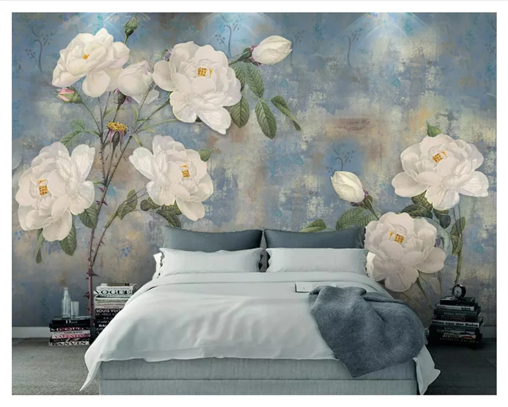 

Beibehang обои для домашнего декора, современные HD ручная роспись, маленькая свежая роза, бабочка, ТВ, спальня, гостиная, фоновые обои