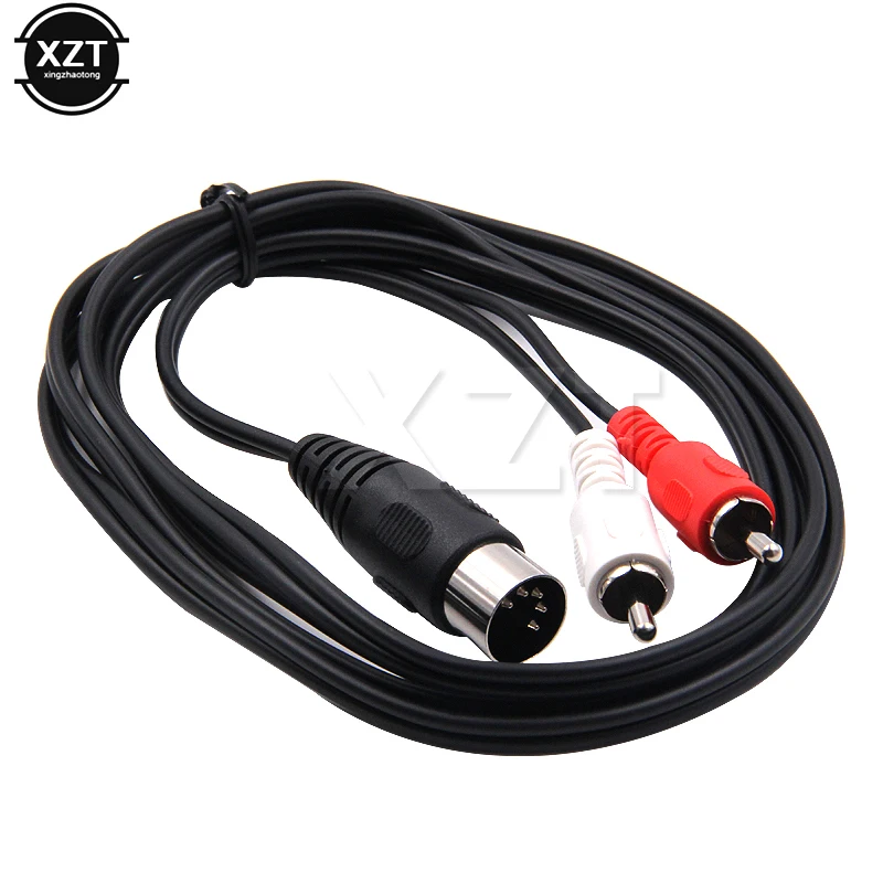 1pc 5-Pin DIN męski MIDI do 2 podwójne złącze męskie RCA kabel Audio do Naim Quad systemy Stereo o wysokiej prędkości