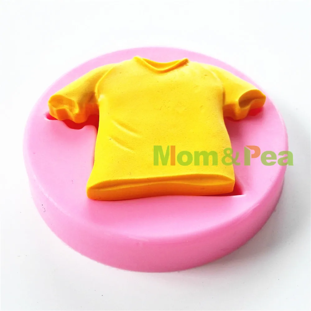 Mom&Pea 0739 Free Shipping Sport T-shirt Shaped Silicone Mold Cake Decoration Fondant Cake 3D Mold Food Grade