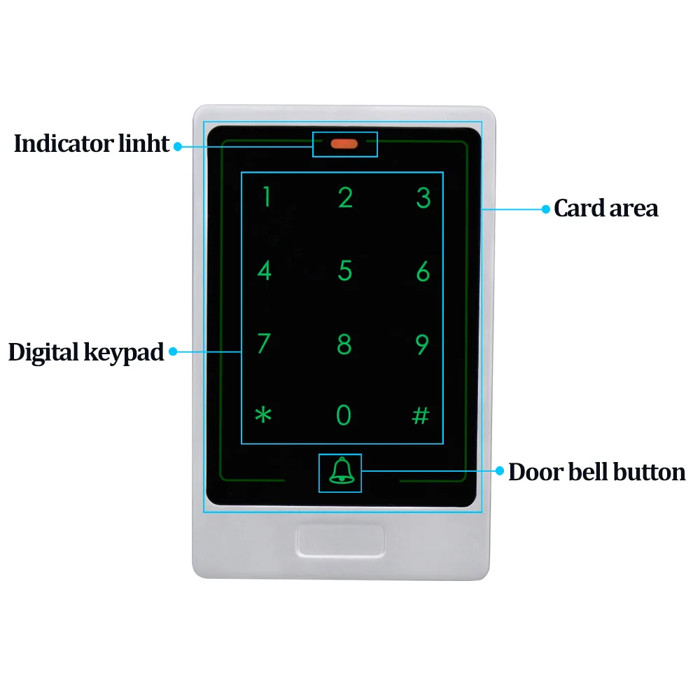 Diysecur Waterdicht 8000 Gebruikers Touch Button 125Khz Rfid Kaartlezer Deur Access Controller Systeem Wachtwoord Toetsenbord C20