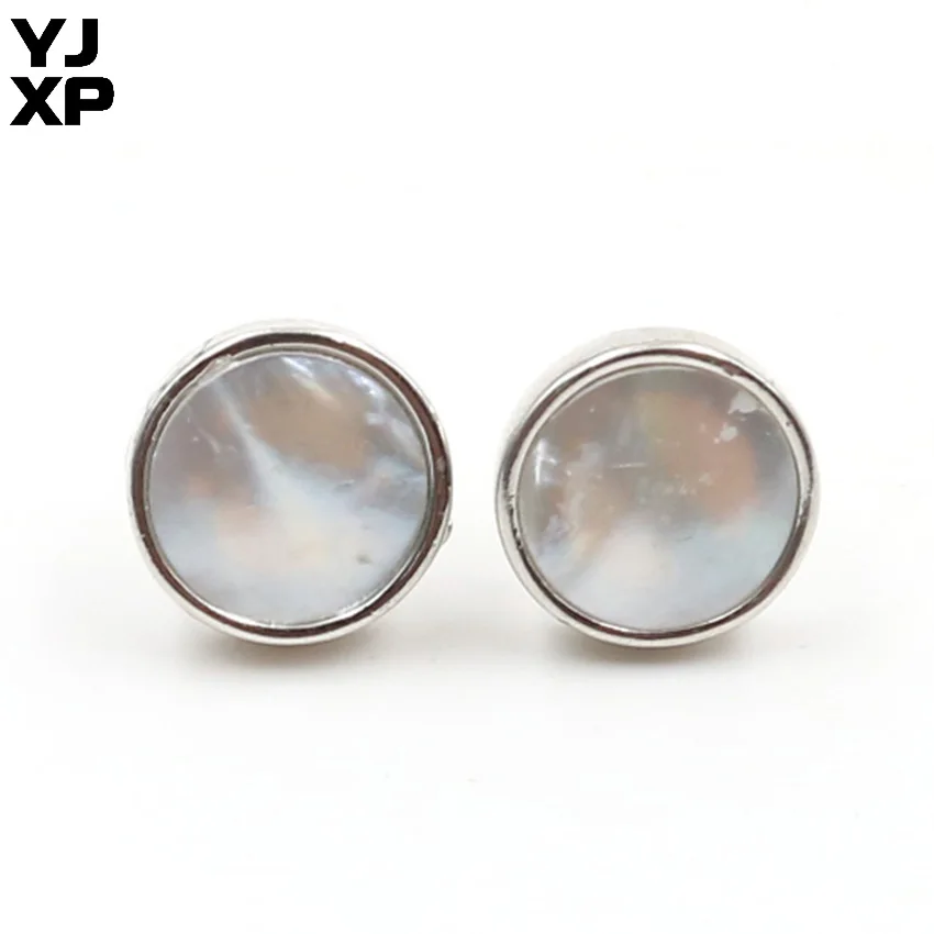 YJXP Multi-Colored Abalone Shell Stud Earring Round Shaped Natural Shells Stud Earrings for Women Anniversary Jewelry Gift