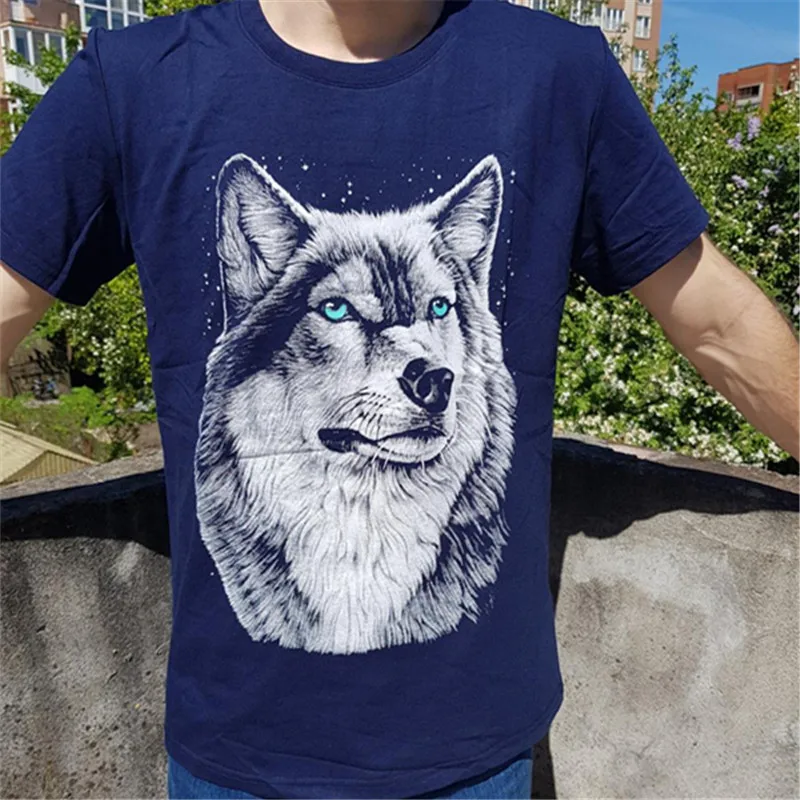 BINYUXD New Summer Brand large size 3D Wolf head T-shirt man round collar short sleeve T-shirt men fashion t shirt short sleeves