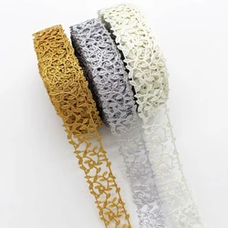 30MM 10Yards 20 Yards gold/silver/white hollow lace ribbon  headdress hair bow DIY manual material clothing accessories