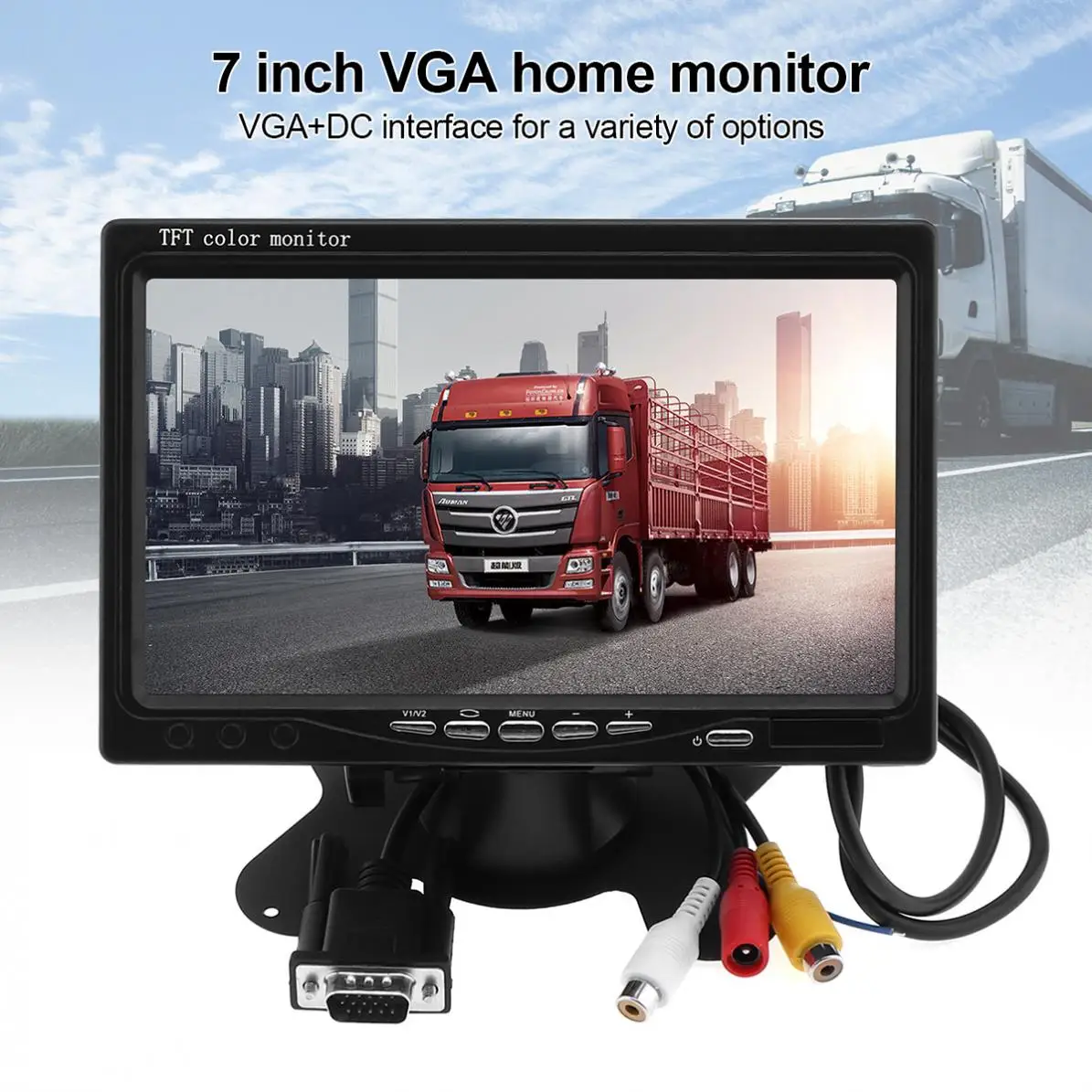 1024x600 7 Inch Multifunction Car Home Monitor Bright Color VGA Interface TFT LCD AV Auto Video Player