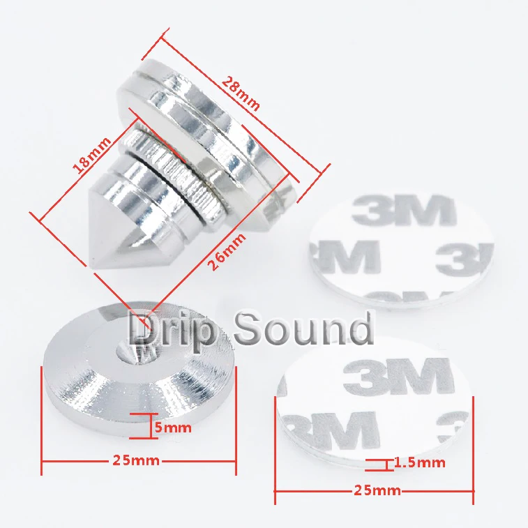 4 قطعة 28 مللي متر المتكلم النحاس سبايك العزلة حامل صدمات قدم منصات قاعدة المتكلم # الفضة