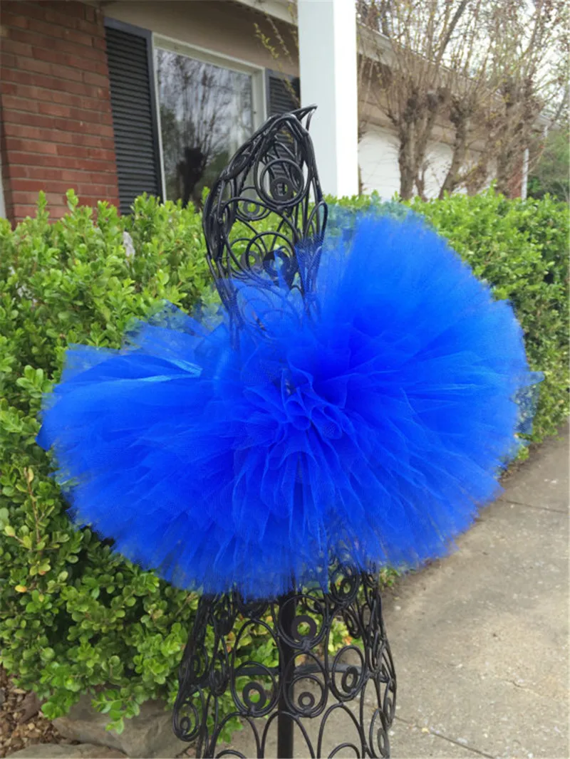 Cute Girls Royal Blue Tutu Skirts Baby Fluffy Tulle Dance Pettiskirts Tutus with Big Ribbon Bow Kids Party Costume Skirts Cloth