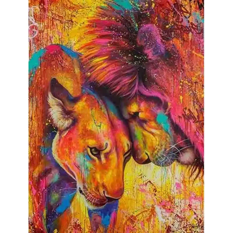 Diy Diamond Painting Cross Stitch 5D Diamond  Painting Mosaic Decor Full Diamond Embroidery Crafts Animals fight