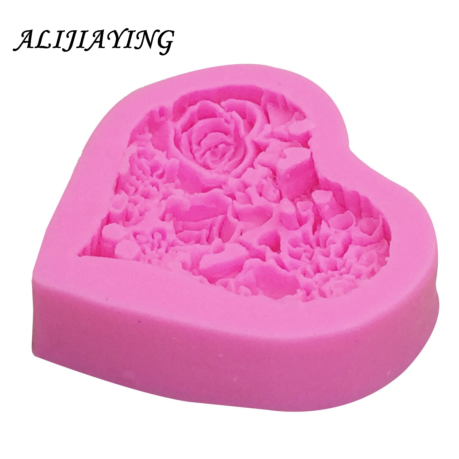 3D Rose Flower Bouquet Loving Heart Shape Valentine\'s Day Gift Present Fondant Cake Mold Silicone Sugar Chocolate D0085